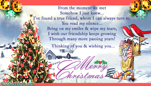 new year and Christmas wishes for special friends.